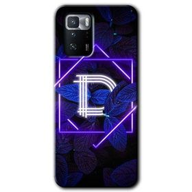 Poco X3 GT Dark Neon Yaprak D Harfi Baskılı Uyumlu Silikon Kılıf