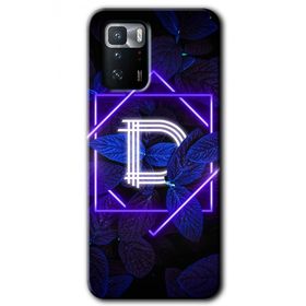 Poco X3 GT Dark Neon Yaprak D Harfi Baskılı Uyumlu Silikon Kılıf