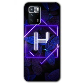 Poco X3 GT Dark Neon Yaprak H Harfi Baskılı Uyumlu Silikon Kılıf