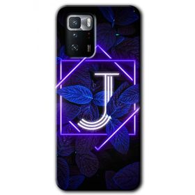 Poco X3 GT Dark Neon Yaprak J Harfi Baskılı Uyumlu Silikon Kılıf