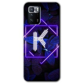 Poco X3 GT Dark Neon Yaprak K Harfi Baskılı Uyumlu Silikon Kılıf