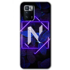 Poco X3 GT Dark Neon Yaprak N Harfi Baskılı Uyumlu Silikon Kılıf
