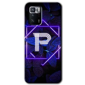 Poco X3 GT Dark Neon Yaprak P Harfi Baskılı Uyumlu Silikon Kılıf