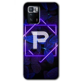 Poco X3 GT Dark Neon Yaprak P Harfi Baskılı Uyumlu Silikon Kılıf