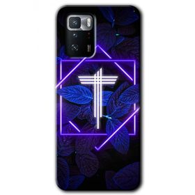 Poco X3 GT Dark Neon Yaprak T Harfi Baskılı Uyumlu Silikon Kılıf