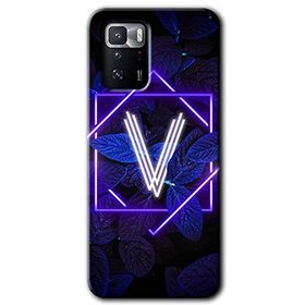 Poco X3 GT Dark Neon Yaprak V Harfi Baskılı Uyumlu Silikon Kılıf