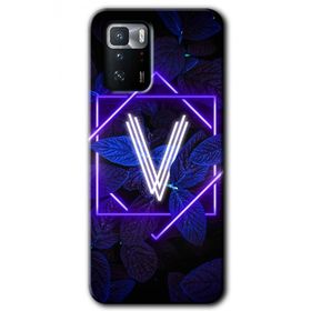 Poco X3 GT Dark Neon Yaprak V Harfi Baskılı Uyumlu Silikon Kılıf