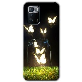 Poco X3 GT Işıklı Kelebekler Baskılı Uyumlu Silikon Kılıf