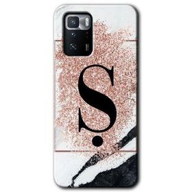 Poco X3 GT Pembe Mermer Desenli Ş Harfi Baskılı Uyumlu Silikon Kılıf