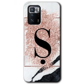 Poco X3 GT Pembe Mermer Desenli Ş Harfi Baskılı Uyumlu Silikon Kılıf