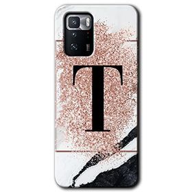 Poco X3 GT Pembe Mermer Desenli T Harfi Baskılı Uyumlu Silikon Kılıf