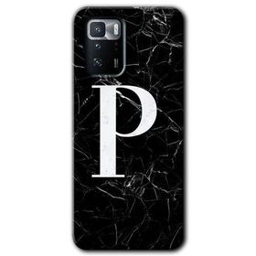 Poco X3 GT Siyah Mermer Desenli P Harfi Baskılı Uyumlu Silikon Kılıf