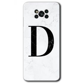 Poco X3 NFC Beyaz Mermer Desenli D Harfi Baskılı Uyumlu Silikon Kılıf