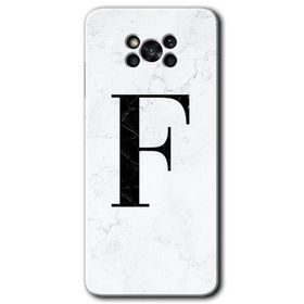 Poco X3 NFC Beyaz Mermer Desenli F Harfi Baskılı Uyumlu Silikon Kılıf