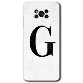 Poco X3 NFC Beyaz Mermer Desenli G Harfi Baskılı Uyumlu Silikon Kılıf