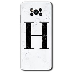 Poco X3 NFC Beyaz Mermer Desenli H Harfi Baskılı Uyumlu Silikon Kılıf