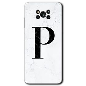 Poco X3 NFC Beyaz Mermer Desenli P Harfi Baskılı Uyumlu Silikon Kılıf