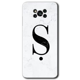Poco X3 NFC Beyaz Mermer Desenli Ş Harfi Baskılı Uyumlu Silikon Kılıf