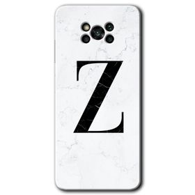Poco X3 NFC Beyaz Mermer Desenli Z Harfi Baskılı Uyumlu Silikon Kılıf