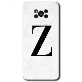 Poco X3 NFC Beyaz Mermer Desenli Z Harfi Baskılı Uyumlu Silikon Kılıf
