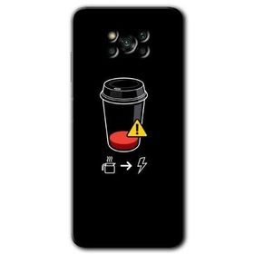 Poco X3 NFC Coffee Battery Baskılı Uyumlu Silikon Kılıf