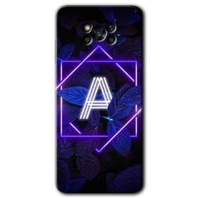 Poco X3 NFC Dark Neon Yaprak A Harfi Baskılı Uyumlu Silikon Kılıf
