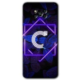 Poco X3 NFC Dark Neon Yaprak C Harfi Baskılı Uyumlu Silikon Kılıf