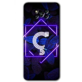 Poco X3 NFC Dark Neon Yaprak C Harfi Baskılı Uyumlu Silikon Kılıf