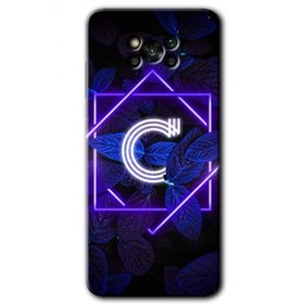 Poco X3 NFC Dark Neon Yaprak C Harfi Baskılı Uyumlu Silikon Kılıf