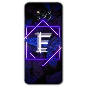Poco X3 NFC Dark Neon Yaprak E Harfi Baskılı Uyumlu Silikon Kılıf