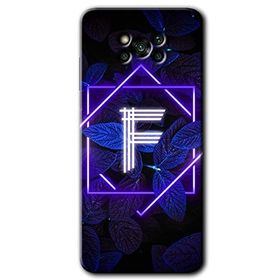 Poco X3 NFC Dark Neon Yaprak F Harfi Baskılı Uyumlu Silikon Kılıf