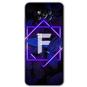 Poco X3 NFC Dark Neon Yaprak F Harfi Baskılı Uyumlu Silikon Kılıf