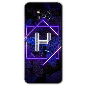 Poco X3 NFC Dark Neon Yaprak H Harfi Baskılı Uyumlu Silikon Kılıf