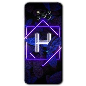 Poco X3 NFC Dark Neon Yaprak H Harfi Baskılı Uyumlu Silikon Kılıf