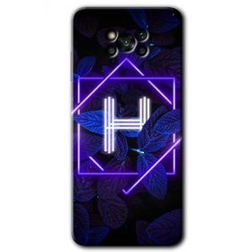Poco X3 NFC Dark Neon Yaprak H Harfi Baskılı Uyumlu Silikon Kılıf
