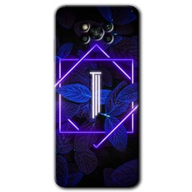 Poco X3 NFC Dark Neon Yaprak İ Harfi Baskılı Uyumlu Silikon Kılıf