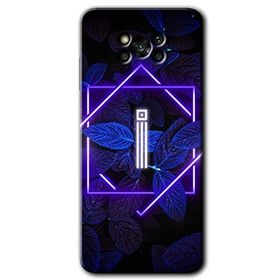 Poco X3 NFC Dark Neon Yaprak İ Harfi Baskılı Uyumlu Silikon Kılıf