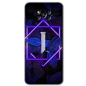 Poco X3 NFC Dark Neon Yaprak İ Harfi Baskılı Uyumlu Silikon Kılıf