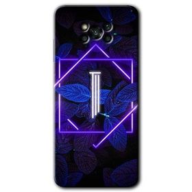 Poco X3 NFC Dark Neon Yaprak İ Harfi Baskılı Uyumlu Silikon Kılıf