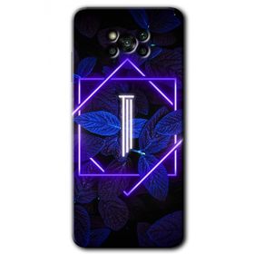 Poco X3 NFC Dark Neon Yaprak İ Harfi Baskılı Uyumlu Silikon Kılıf