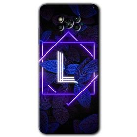 Poco X3 NFC Dark Neon Yaprak L Harfi Baskılı Uyumlu Silikon Kılıf