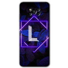 Poco X3 NFC Dark Neon Yaprak L Harfi Baskılı Uyumlu Silikon Kılıf