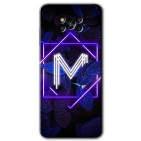 Poco X3 NFC Dark Neon Yaprak M Harfi Baskılı Uyumlu Silikon Kılıf