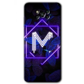 Poco X3 NFC Dark Neon Yaprak M Harfi Baskılı Uyumlu Silikon Kılıf