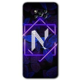 Poco X3 NFC Dark Neon Yaprak N Harfi Baskılı Uyumlu Silikon Kılıf