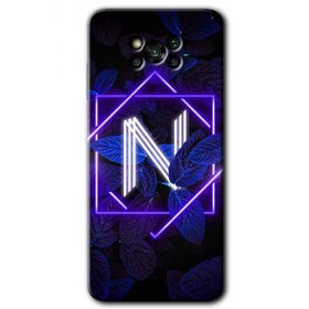 Poco X3 NFC Dark Neon Yaprak N Harfi Baskılı Uyumlu Silikon Kılıf