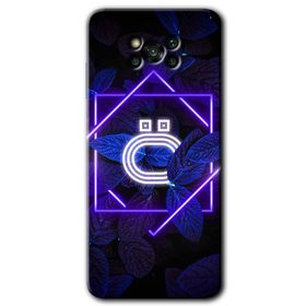 Poco X3 NFC Dark Neon Yaprak O Harfi Baskılı Uyumlu Silikon Kılıf