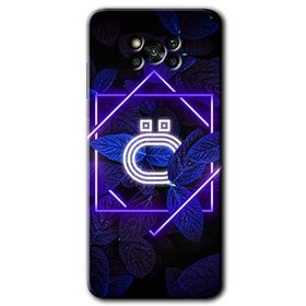 Poco X3 NFC Dark Neon Yaprak O Harfi Baskılı Uyumlu Silikon Kılıf