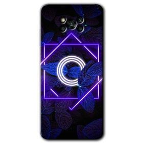 Poco X3 NFC Dark Neon Yaprak O Harfi Baskılı Uyumlu Silikon Kılıf