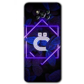 Poco X3 NFC Dark Neon Yaprak O Harfi Baskılı Uyumlu Silikon Kılıf